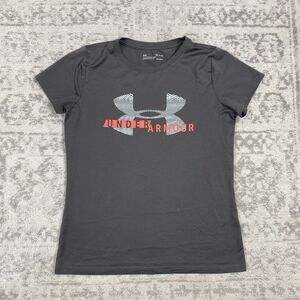 Under Armour Shirt Women's Graphic Gray Loose Fit Heatgear Active Size Medium
